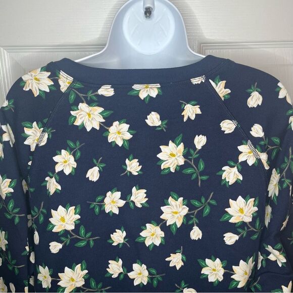 Draper James Magnolia Floral Cotton Sweatshirt Midi Dress Blue White 1X Plus - Picture 8 of 11